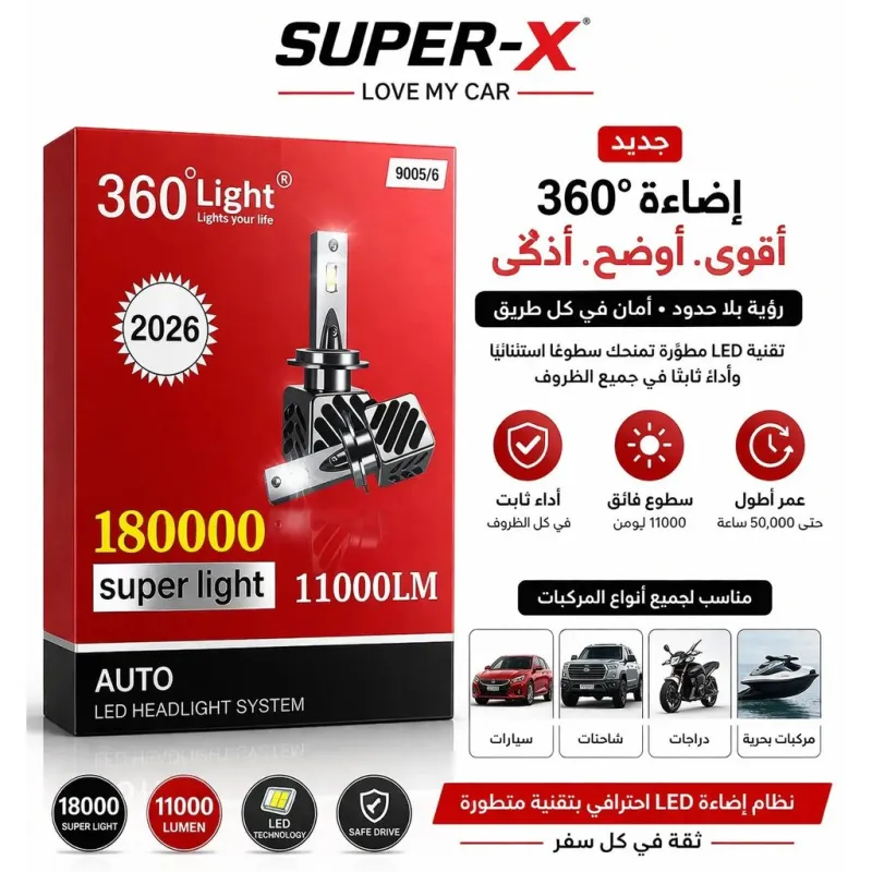 سوبر-إكس 360 درجة LED 11000 لومن (9005/6)